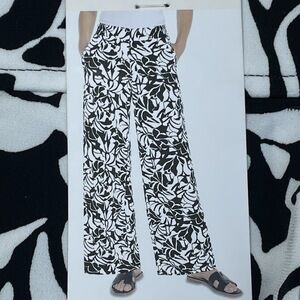 3 Dots Women's M Wide Leg Pants Black and White e0750